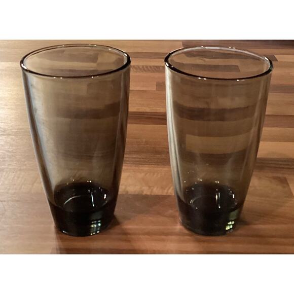 Set of 2 Vintage Libbey Classic Smoke 18 oz Glasses MCM Tumbler Drinkware - Picture 6 of 11